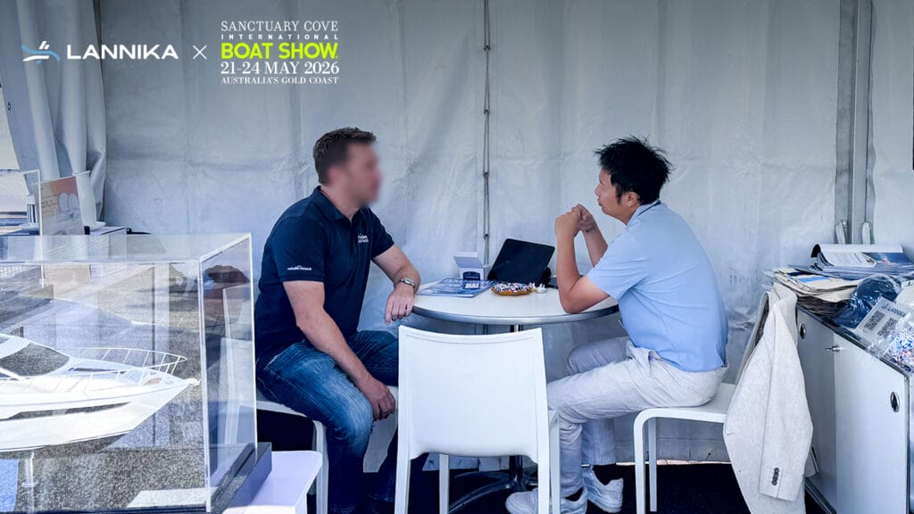 Lannika staff introducing yacht products to local clients
