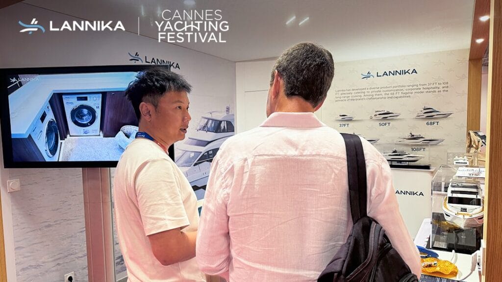 Lannika staff introducing yacht products to local clients